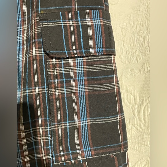 NWT Eddie Domani Men's Size 34 Shorts Black and Blue Plaid - Picture 5 of 9